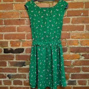 Green American Apparel Flower Print Mini Dress